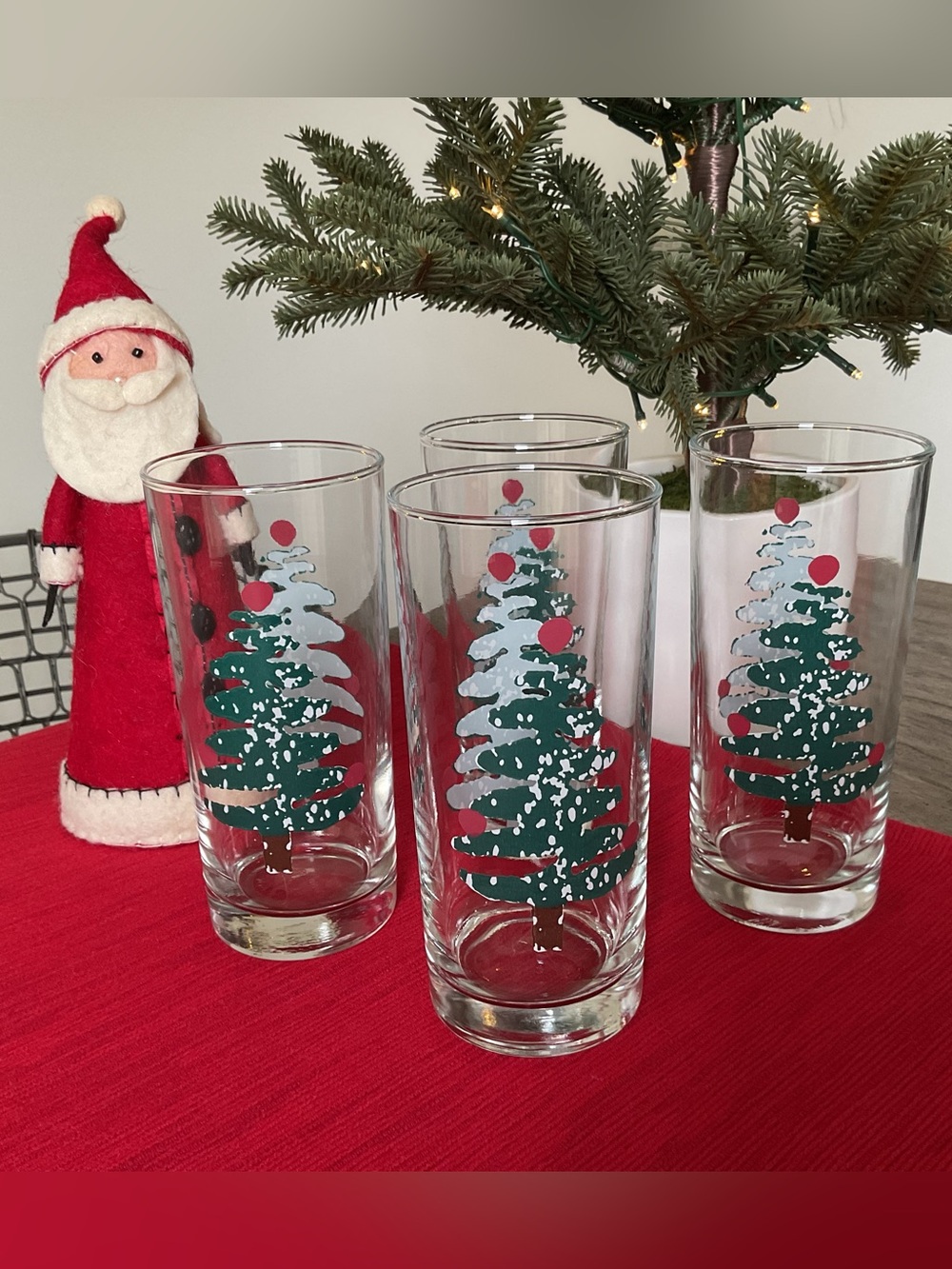 Vintage Furio FU05Christmas Tree Green Sponge Glass Tumblers, Set of 4
